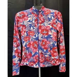 Sigrid Olsen Golf & Tennis Floral Full Zip Activewear Jacket with UPF 50+ SMALL